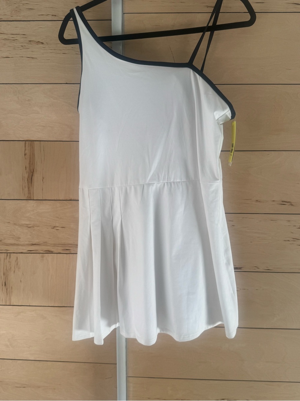White One-Shoulder Dress with Black Trim